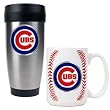 Chicago Cubs MLB Stainless Steel Travel Tumbler & Game ball Ceramic Mug Set - Primary Logo by Great American Products