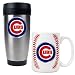 Chicago Cubs MLB Stainless Steel Travel Tumbler & Game ball Ceramic Mug Set - Primary Logo by Great American Products