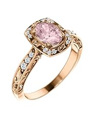 18K Rose Gold 7.00x5.00mm Oval Cut Morganite and Diamond Ring -- LIFETIME WARRANTY