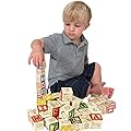 Wooden Alphabet Blocks, Best Wagon ABC Wooden Block Letters Come in a Pull Wagon for Easy Storage and Movement, Most Entertaining Wooden Toy for Toddlers, 30 Pieces Set.