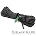 Black Flame Survival Paracord with Integrated Fishing LIne - 100ft Long 550 Rated with Interior 10lb Mono Filament Strand - Includes Bonus Firestarter Made in USA - Black