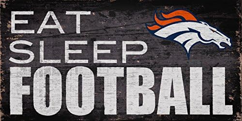 Denver Broncos Eat Sleep Football Distressed Vintage Sign for NFL Sports Fan Wall Decor (Broncos)