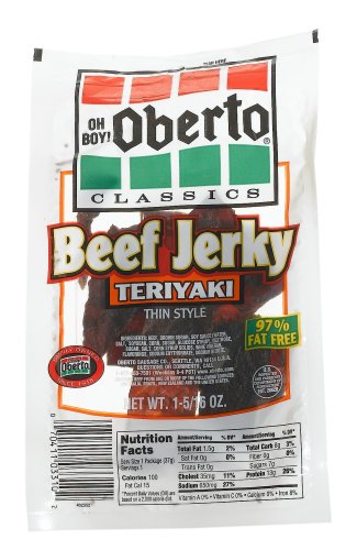 Oh Boy! Oberto Thin Style Beef Jerky, Teriyaki, 1.31-Ounce Packages (Pack of 20) by Oh Boy! Oberto