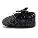 Ecosin Baby Girl Soft Sole Bowknot Bling Bling Shoes Prewalker Socks Sneakers (11/0-6months, Black)