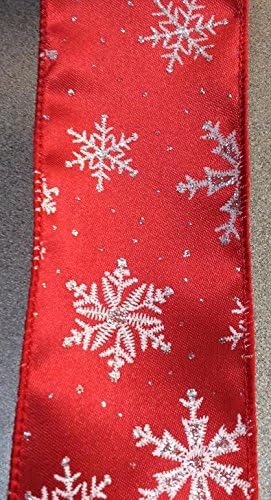 Red With White Snowflakes 2.5 inches x 10 yrds
