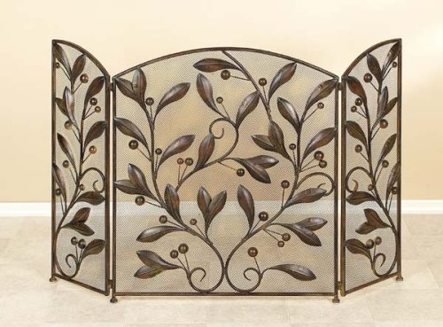 48" Wide METAL FIREPLACE FIRE SCREEN with Fancy Design