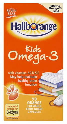 Seven Seas Haliborange Kids Omega-3 with Vitamins 90 Orange Chewable Fruit Burst Capsules