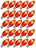Amber C7 Candelabra Screw (E12) Base Transparent Christmas Holiday Light Bulb Replacement 25 Pack