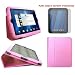 HappyZone - (Pink) Portfolio Leather Case Cover with Muti-Function Stand + Anti-Glare, Matt Finishing Screen Protector for HP TouchPad WiFi (16GB & 32GB) 9.7" Tablet