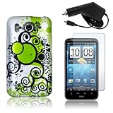 HTC Inspire 4G - Android Bubbles Hard Plastic Skin Case Cover + Car Charger ....