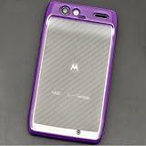 Purple & Clear Plain Elegant Ultra-Premium Hybrid Gel Rubber Molded Plastic Case Skin Cover for Motorola Droid RAZR + DragonCell Premium Clear Film Screen Protector Armor