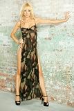 Fantasy Lingerie SS0018 Bullet Proof Split Side Long Gown & G-String Included Camo Size Medium