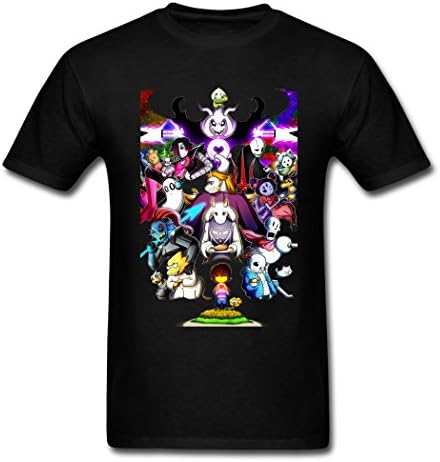 PEILIN Strong Durability Undertale Characters Filled With Determination Black Men's T-Shirt Medium