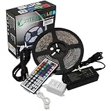 Zitrades 16.4 Ft 3528 Waterproof 300leds,RGB Color Changing Kit with LED Flexible Strip+44key Controller+IR Remote box and 12 Volt 4 Amp Power Supply with DC jack 5.5x2.1mm ,Waterproof By Zitrades