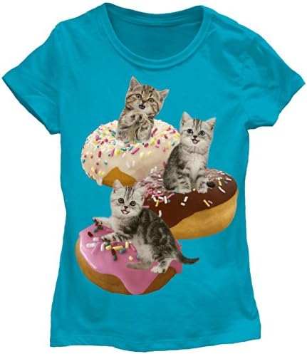 Hybrid Big Girls' Kitties 'N Donuts Tee, Tahiti Blue, X-Large