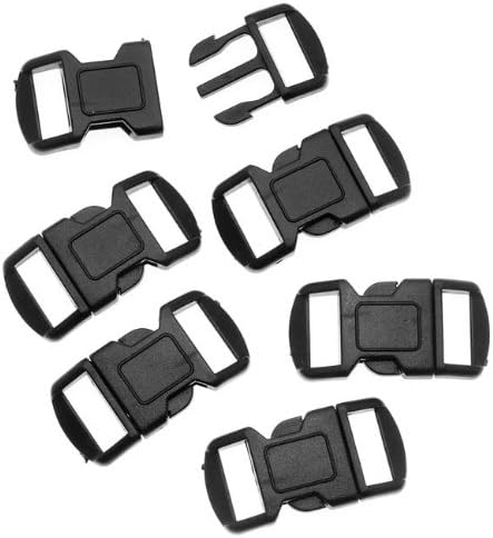 Paracord / Parachute Cord Black Plastic Buckles 12mm / 0.5 Inch (6 Sets)