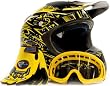Typhoon Adult Motocross Helmet Gloves and Goggles Set Yellow (Large)