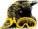 Typhoon Adult Motocross Helmet Gloves and Goggles Set Yellow (Large)