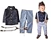Baby Boy Long Sleeve T-shirt Suspender Straps and Pants Clothing Sets Outfit 2-3Years Navy Blue (Tag size:100)