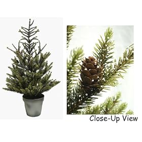 24" Artificial Potted Dwarf Spruce Evergreen Tree With Pine Cones #LDS-709-24