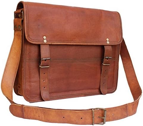 TL 15" Handmade Laptop Briefcase Messenger Bag Satchel for Men or Women In Brown