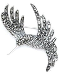 Silverflake -Marcasite Hummingbird Bird Pin Brooch