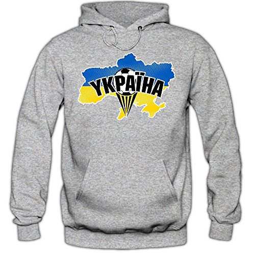 Ukraine EM 2016 #1 Hoody | Fußball | Herren | Trikot | Schowto-blakytni | Nationalmannschaft, Farbe:Graumeliert (Greymelange F421);Größe:S