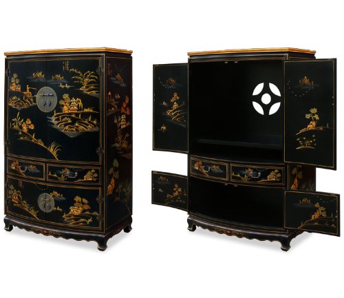 Chinese-Style TV Armoire - Chinoiserie Scenery Design
