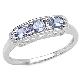 0.50 Carat Genuine Tanzanite Sterling Silver Ring