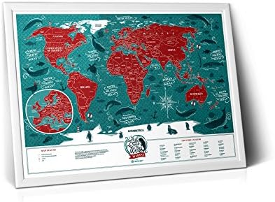 Plactic World Wall Map - Scratch Map Travel Map Marine - Personalized Scratch Off Map World Poster - blue edition