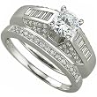 0.62 Ct.T.W. Round and Baguette Brilliant Cut Diamonds in 14Kt. White Gold Diamond Wedding Ring Set, Semi-Mount Setting