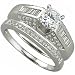 0.62 Ct.T.W. Round and Baguette Brilliant Cut Diamonds in 14Kt. White Gold Diamond Wedding Ring Set, Semi-Mount Setting