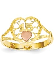 14K Two-tone Diamond Cut 15 Heart Ring