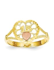 Gold and Watches 14K Two-tone Diamond Cut 15 Heart Ring