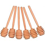 Creative Hobbies&reg; 6 Inch Wood Honey Dipper Stick Server for Honey Jar Dispense Drizzle Honey New -Pack of 6