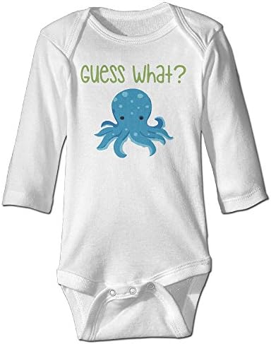 Baby Boy/Girls Octopus Guess What Baby Onesies White Long Sleeve