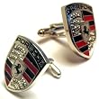 Porsche Large Silver Logo Automotive Car Cufflinks