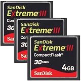 SanDisk 4 GB Extreme III Compact Flash Memory Card - Pack of 3