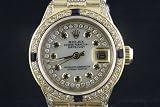 Ladies Pearl Diamonds Dial Rolex Super President Blue Sapphire