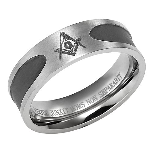 New Mens Titanium Masonic Ring Latin Engraving Inside Size 8
