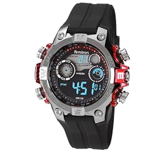 Armitron Men's 40/8251RED Black Digital Sport with Red Metalized Accents Watch (Watch) 