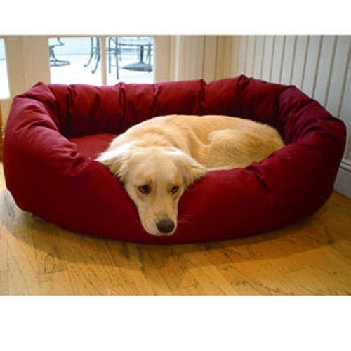 Majestic Pet 52-Inch Bagel Bed for Pets, Burgundy