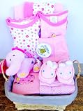 What a Cutie Pie New Baby Gift Basket for Boys or Girls (Pastel Pink)