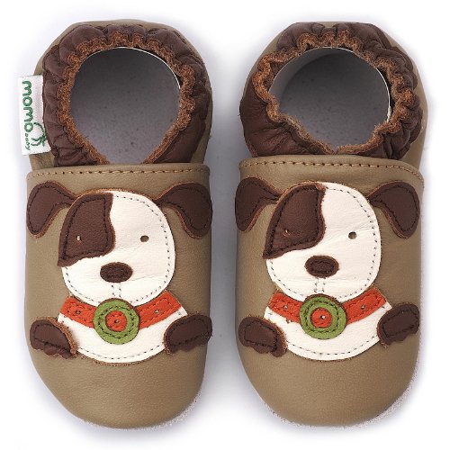 Momo Baby Infant/Toddler Puppy Taupe Soft Sole Leather Shoes - 0-6 Months/1-2.5 M US Infant