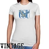 NCAA Coppin State Eagles Ladies White Distressed Logo Vintage Slim Fit T-shirt
