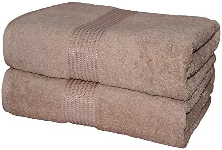 Bath Towels 2 Pack Beige (71 Inch x 35 Inch) 610 GSM 100 % Combed Cotton High Quality, Unbelievably Soft - By Eurospa
