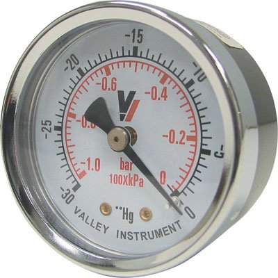 Valley Instrument Grade B Back Mount 2in. Dry Gauge - Vacuum On Sale