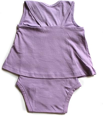 No Biggie Baby Girls' Organic Bodysuit Dress In Lilac With Alice & The Talking Flowers Blue Print, 3-6M (Lilac)