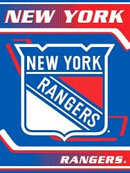 New York Rangers Banner Plusch Raschel Blanket Throw - NHL Hockey Fan Shop Sports Team Merchandise