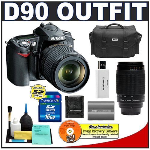 Nikon D90 Digital SLR Camera with 18-105mm AF-S DX VR Nikkor Lens [Outfit] + Nikon 70-300mm Lens + 16GB Cameta Bonus Accessory Kit